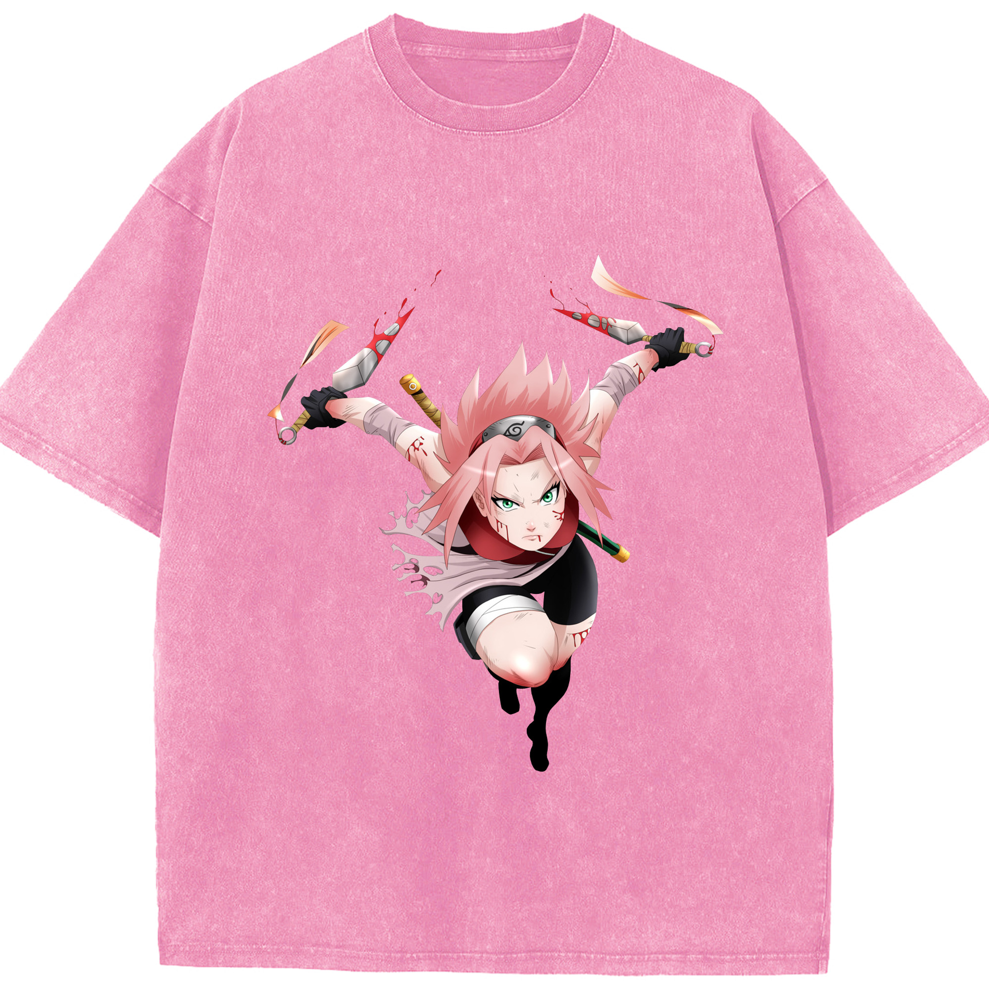 （画像用） NARUTO -ナルト- 春野サクラ Haruno Sakura 綿100% ヴィンテージ風 半袖Tシャツ（フロントプリント）